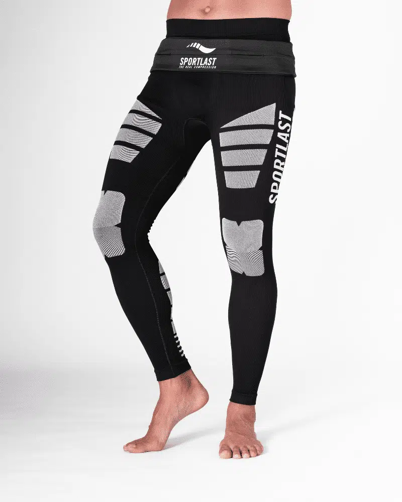 Mallas de compresión para hombre, largas y reflectantes.