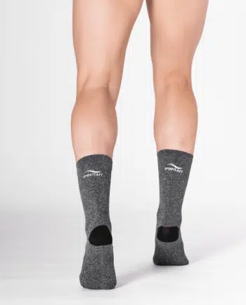 Calcetines de compresión para crossfit de caña baja color gris con detalles en negro